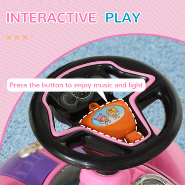 Qaba Baby Push Car with Music, Horn, Light, Pink