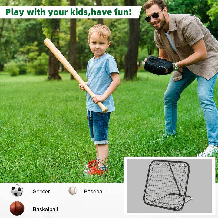 Soozier Soccer Rebounder Net, 3' x 3', Angle Adjustable Baseball Rebounder Net Training Equipment Aid with Quick Folding Design for Teens & Adults, Kickback Target Goal Play