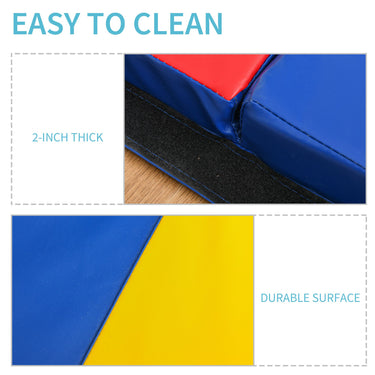 Soozier 4'x10'x2'' Folding Gymnastics Tumbling Mat, Exercise Mat with Carrying Handles for Yoga, MMA, Martial Arts, Stretching, Core Workouts, MultiColor