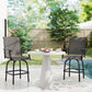 Outsunny Outdoor Bar Stools Set of 2, Swivel Bar Height Chairs with High Back, Curved Armrests and Steel Frame, Black