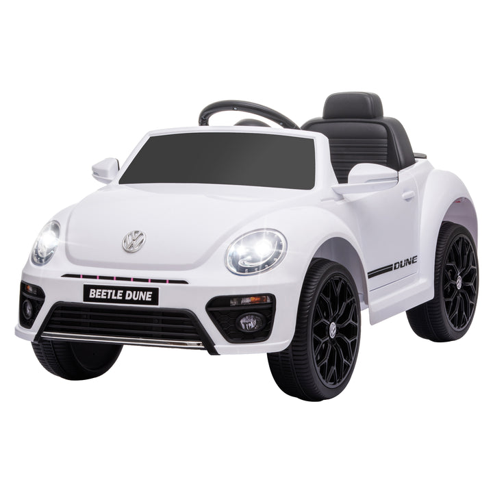 Qaba 12V Volkswagen Beetle Licensed Electric Car for Kids w/ Remote Control, 4 Spring Suspension Wheels, Soft Start, White