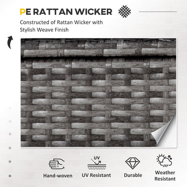 Outsunny 4 Pieces Patio Furniture Set with Cushions, Outdoor PE Rattan Wicker Conversation Garden Sofa Set with 2-Seater Chairs & Glass Coffee Table, Grey