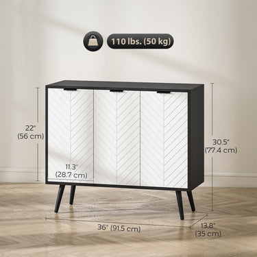 HOMCOM Modern Sideboard and Buffet, Dining Room Cabinet with Adjustable Shelves and 3 Doors, Black