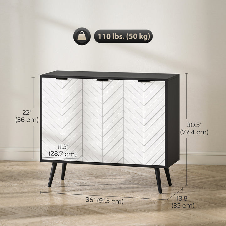 HOMCOM Modern Sideboard and Buffet, Dining Room Cabinet with Adjustable Shelves and 3 Doors, Black