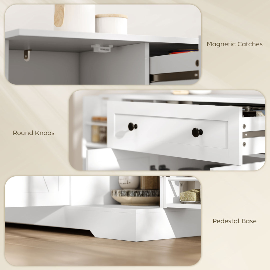 HOMCOM Sideboard Buffet Cabinet, Farmhouse Coffee Bar Cabinet with Door Shelves, Adjustable Shelves, Drawer, Barn Doors, Black