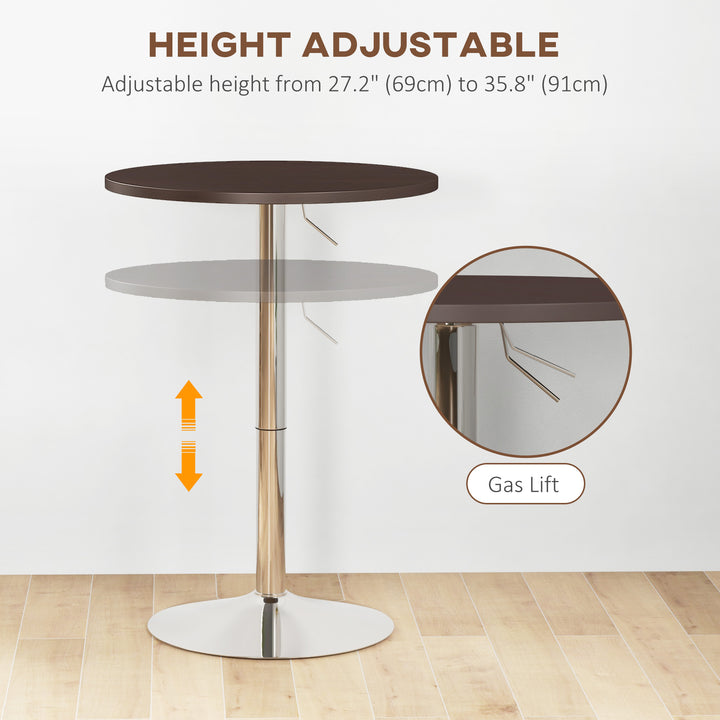 HOMCOM High Top Bar Table, Adjustable Round Kitchen Table with Swivel Top and Steel Base, Bistro Table for 2 People, White