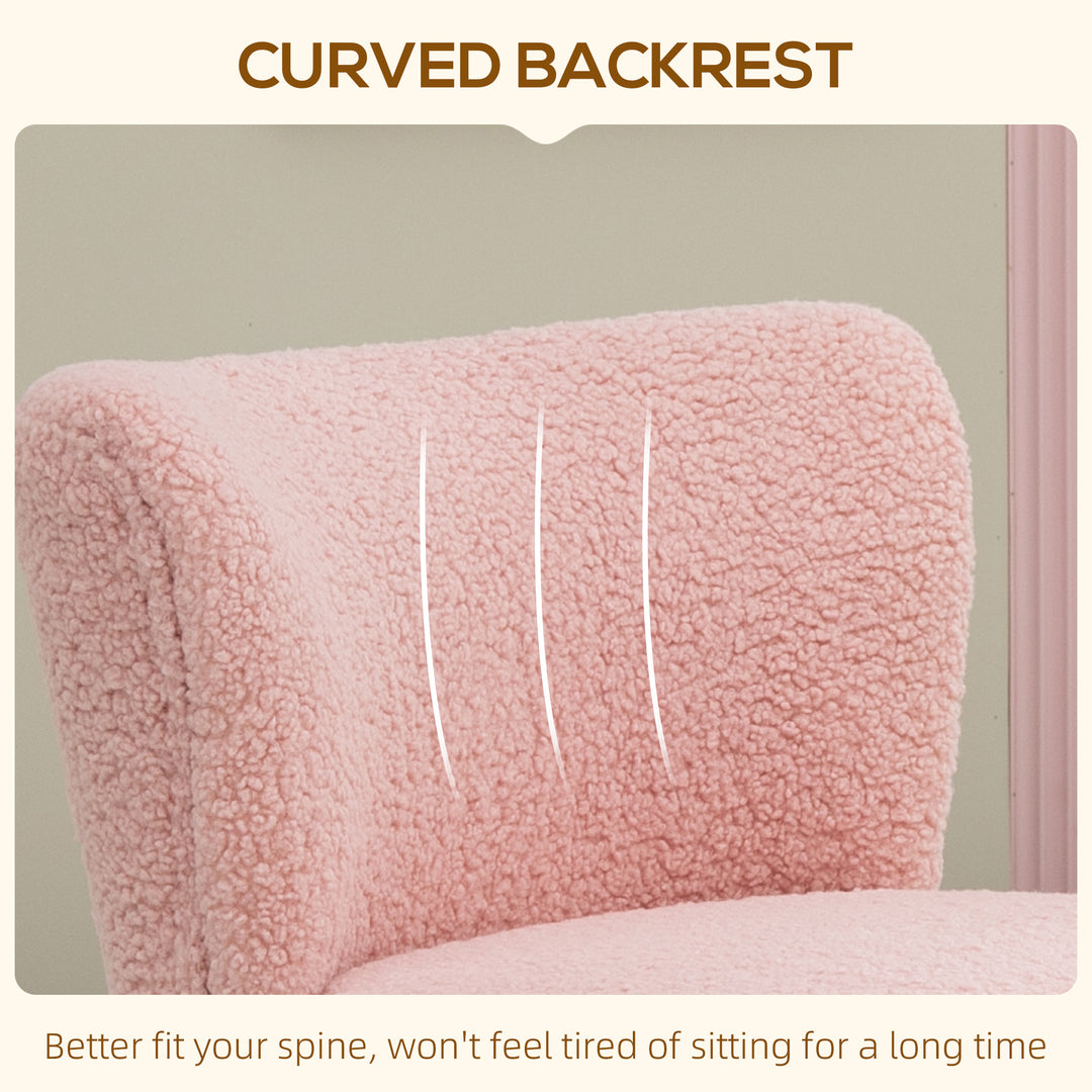 HOMCOM Lounge Chair for Bedroom Living Room Chair with Soft Upholstery and Gold Legs Pink