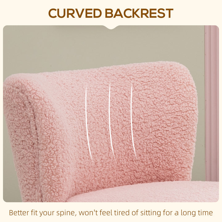 HOMCOM Lounge Chair for Bedroom Living Room Chair with Soft Upholstery and Gold Legs Pink