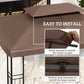 Outsunny 13' x 10' Gazebo Replacement Canopy, 2 Tier Top Roof Garden Pavilion UV Cover, Brown (TOP ONLY)