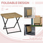 Outsunny Patio Wicker Coffee Table, Outdoor PE Rattan Garden Folding Side Table, 15.75"x15.75"x15.75", Nature Wood