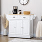 HOMCOM Kitchen Island With Storage Rolling Kitchen Serving Cart with Rubber Wood Top Towel Rack Storage Drawer Cabinet, White