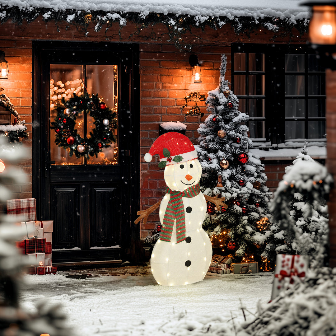 Outsunny Lighted Christmas Decoration, Outdoor Christmas Snowman with LED Lights, Stakes, Zip Ties, IP44 Waterproof