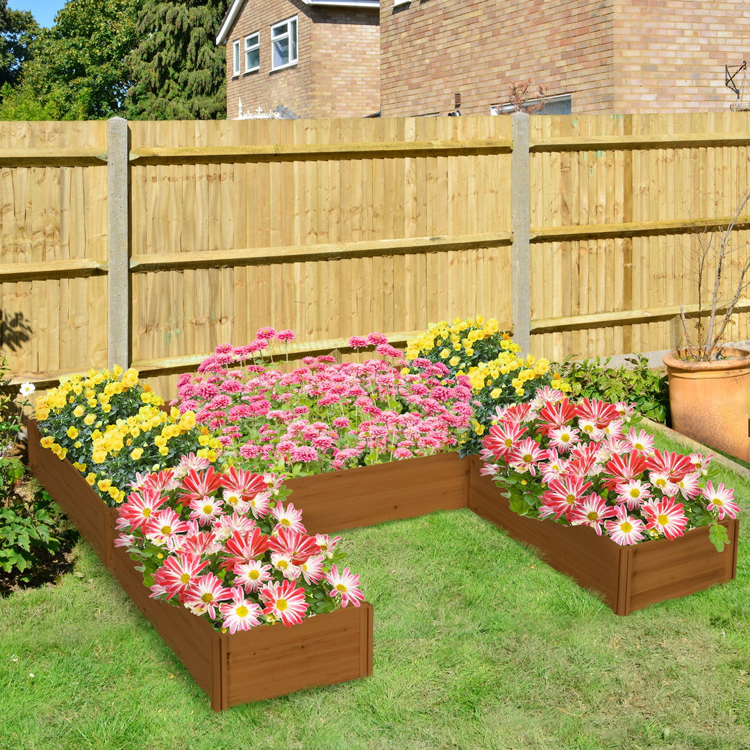 Outsunny DIY 5-box Garden Planter with Open Bottom for Outdoor Plants, Vegetables, Flowers, Herbs, Brown