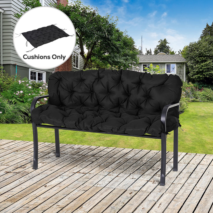 Outsunny 3 Seater Outdoor Seat Pads Bench Swing Chair Replacement Cushions Backrest for Patio Garden, Dark Grey