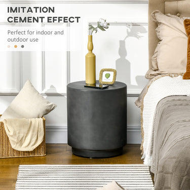 HOMCOM Terrazzo Finish Side Table, 17" Round End Table for Indoor and Outdoor, Charcoal Grey