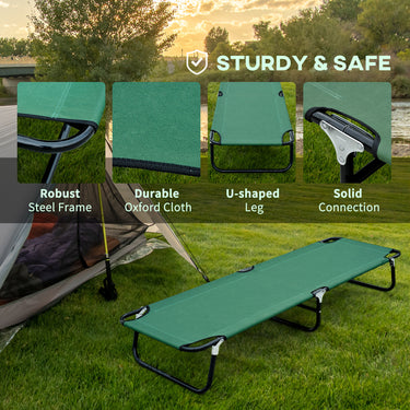 Outsunny Folding Camping Cot for Adults Portable Outdoor Sleeping Bed for Office Beach Home, Green