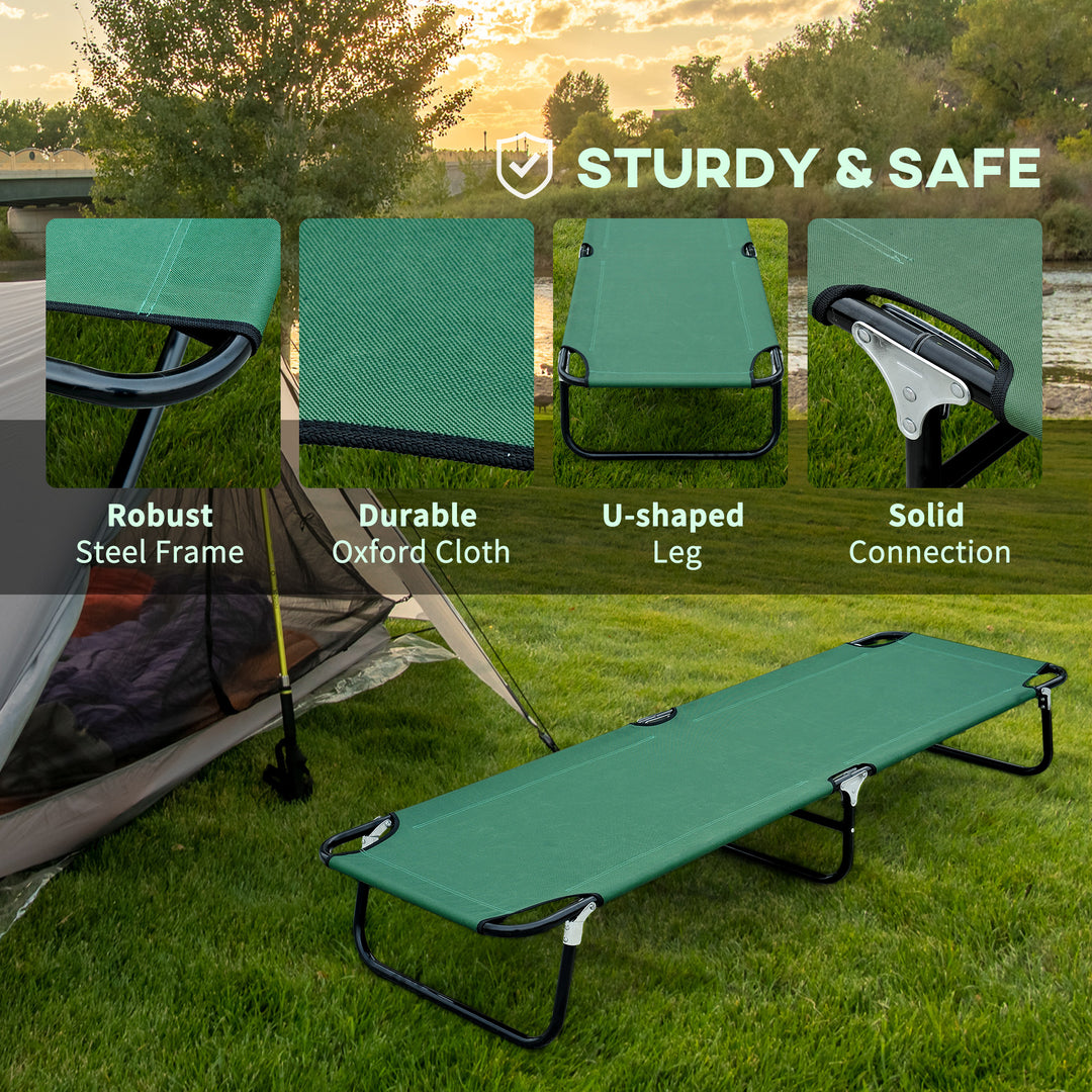 Outsunny Folding Camping Cot for Adults Portable Outdoor Sleeping Bed for Office Beach Home, Green