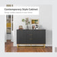 HOMCOM 47" Sideboard Buffet Cabinet with Storage, Contemporary Buffet Cabinet with Adjustable Shelves and Metal Legs, Kitchen Storage Cabinet with Elevated Base, White