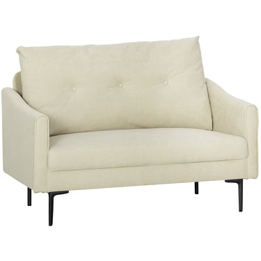 HOMCOM 2 Seater Sofa, Small Modern Couch with High-Resilience Foam, Thicken Padding, Button Tufted, Cream White
