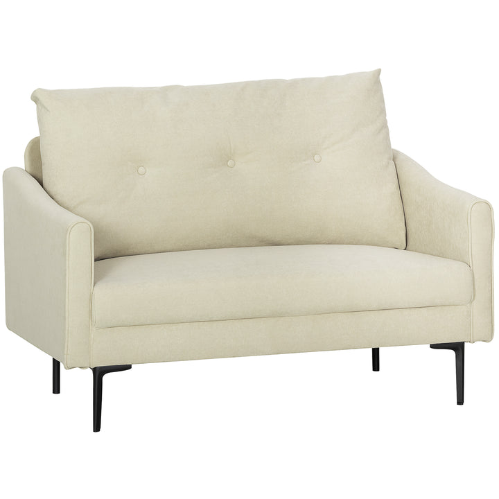 HOMCOM 2 Seater Sofa, Small Modern Couch with High-Resilience Foam, Thicken Padding, Button Tufted, Cream White
