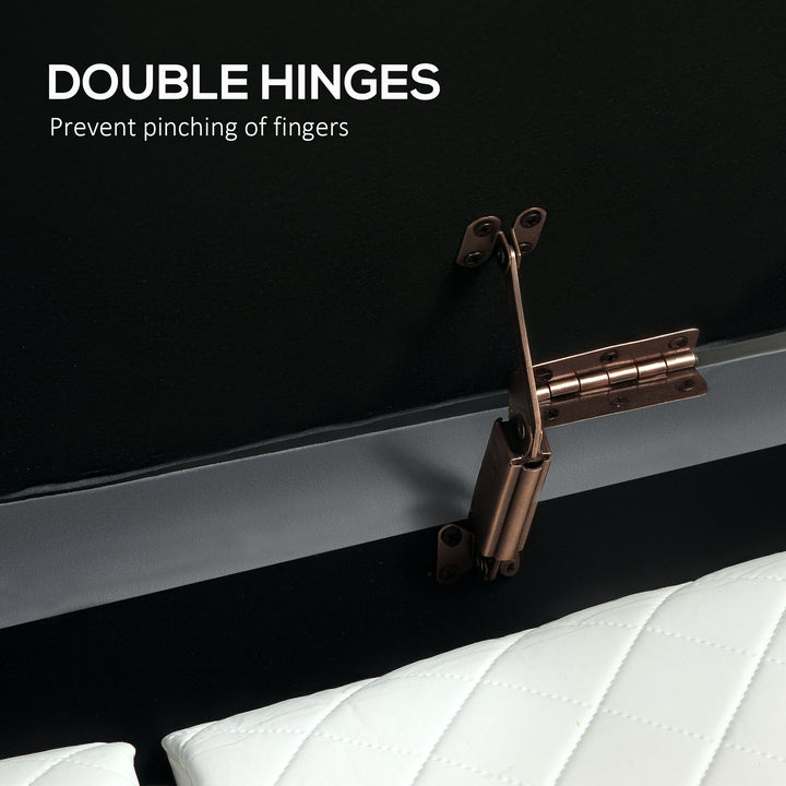 HOMCOM Upholstered Bedroom Bench, Channel Tufted Ottoman Bench with Thick Padding and Metal Legs, Cream White