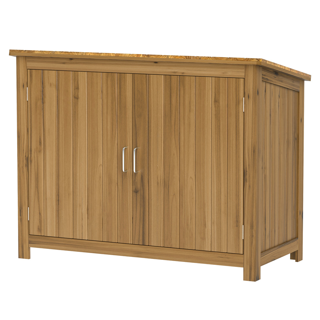 Outsunny Wooden Garden Shed, Compact Outdoor Storage Cabinet with 2 Shelves and 2 Doors for Patio, Deck, Lawn, 43" x 20" x 34"