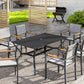 Outsunny Rectangle Patio Dining Table with Umbrella Hole, Outdoor Dining Table for 6 with Steel Frame for Garden, Balcony, Black