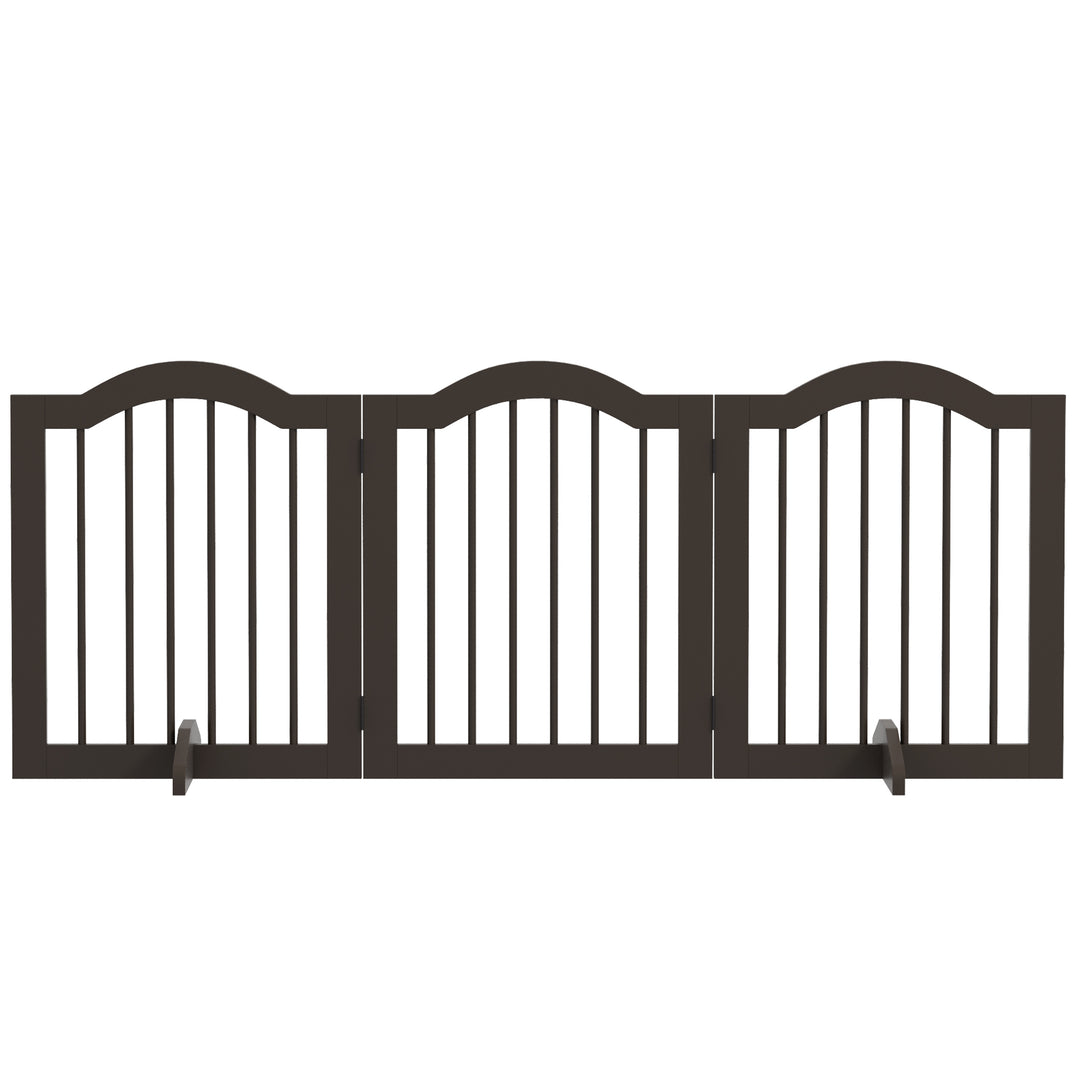 PawHut 24"H Foldable Dog Gate, 3 Panels Freestanding Pet Gate Barriers Indoor with Support Feet, Puppy Fence for Small Dogs, Black