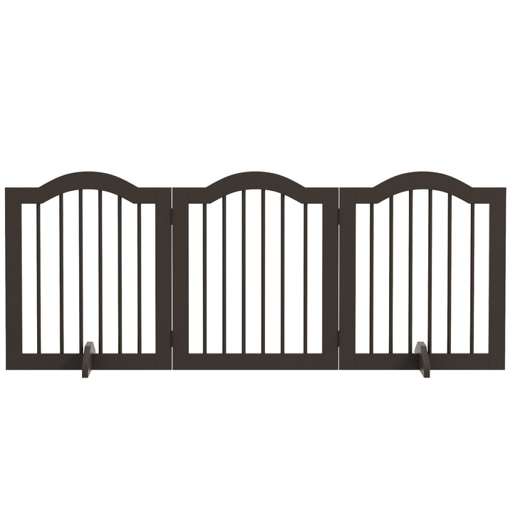 PawHut 24"H Foldable Dog Gate, 3 Panels Freestanding Pet Gate Barriers Indoor with Support Feet, Puppy Fence for Small Dogs, Black