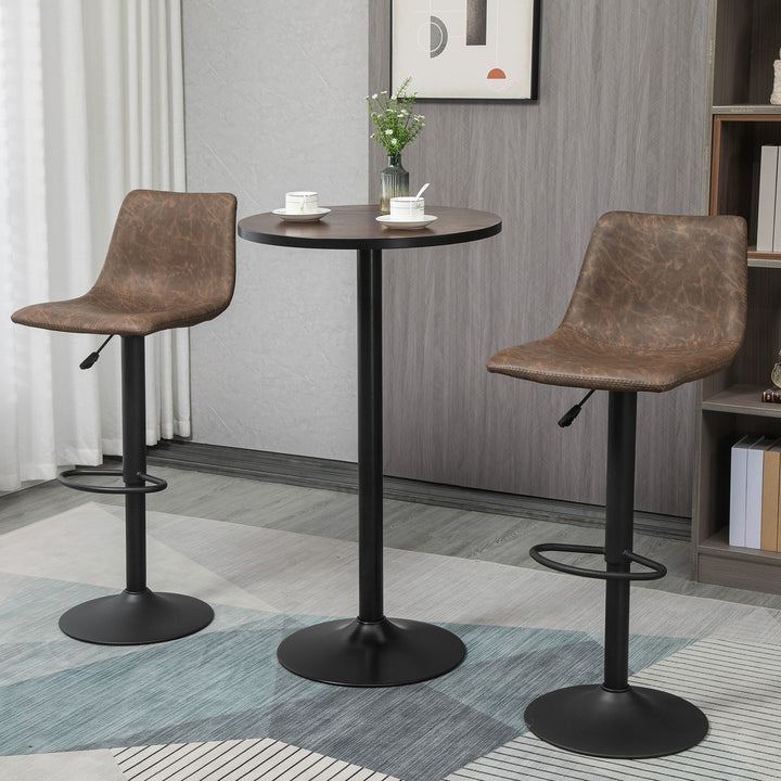 HOMCOM Round Bar Table 41 Inch Height, Industrial High Bistro Table with Metal Base and Elm Wood Top, Bar Height Table for Kitchen, Pub, Breakfast Area