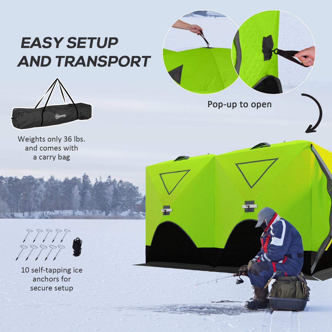 Outsunny 8-Person Insulated Ice Fishing Tent Shelter with Ventilation Windows and Carry Bag, for -22℉, Blue