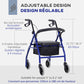 HOMCOM Folding Aluminum Rollator Walker with Adjustable Handle Height, Cushioned Flip Up Seat and Convenient Storage Bag, Rolling Wheels with 2 Barker, Blue