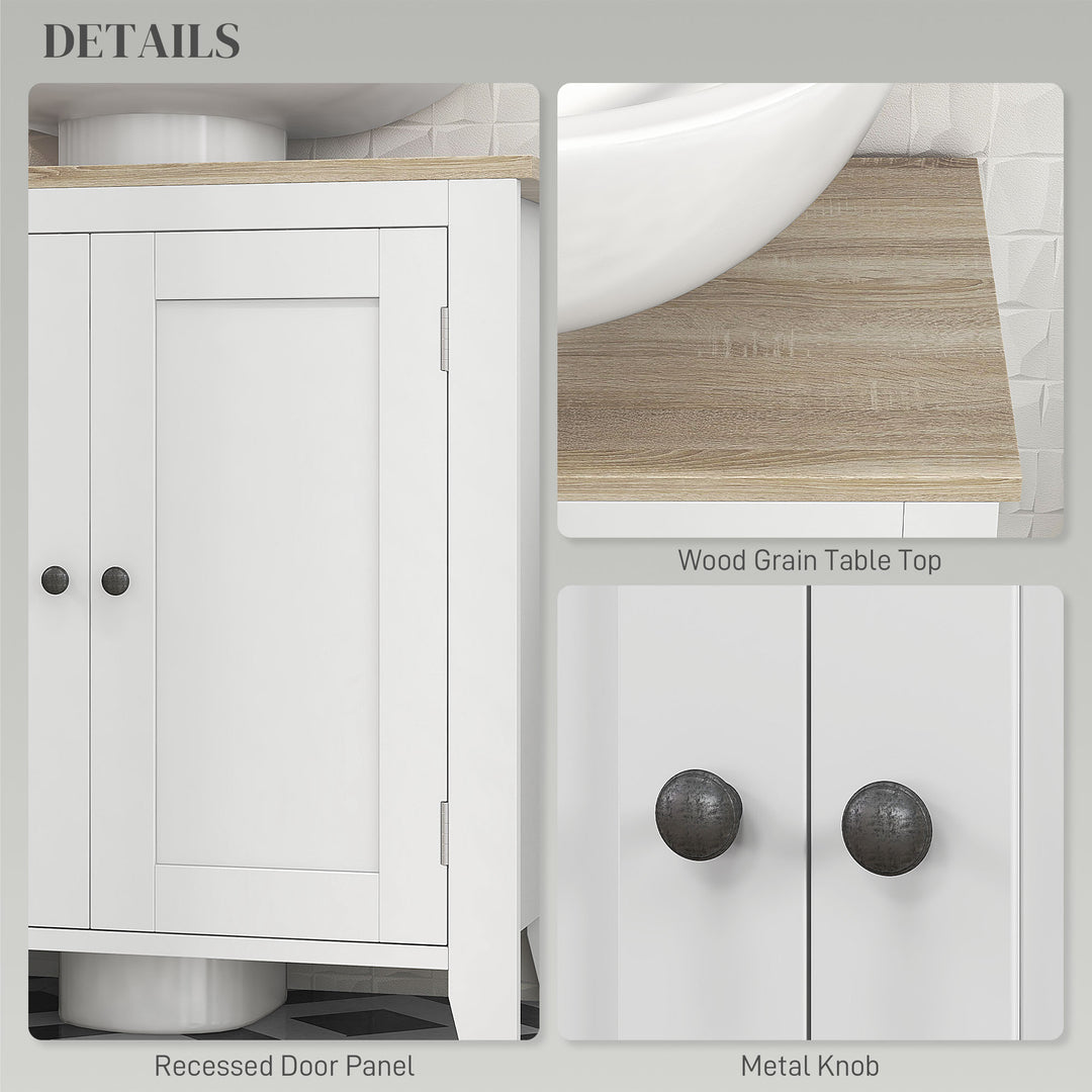 kleankin Bathroom Sink Vanity Unit, Under Sink Bathroom Cabinet with U-Shape Design and Adjustable Shelf, White