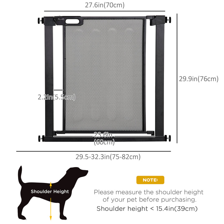 PawHut 29.5"-32.3" Metal Pet Gate, w/ Auto Closing Door, Double Locking, Dog Gate for Doorways, Stairs, Hallways, Indoor/Outdoor, Black