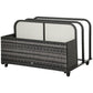 Outsunny Rolling Pool Storage Rattan Patio Furniture Outdoor Storage Wicker Organizer for Floats, Paddles, Balls, Towels, Brown