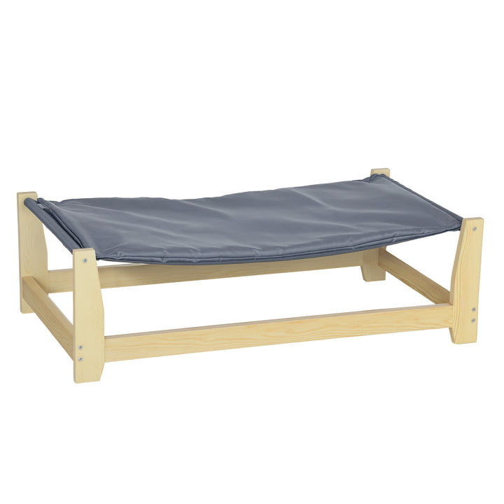 PawHut Raised Dog Bed with Washable Cushion, Elevated Pet Bed for Small & Medium Sized Dog Cat, Pine Wood Frame, 35.5" x 20" x 11"