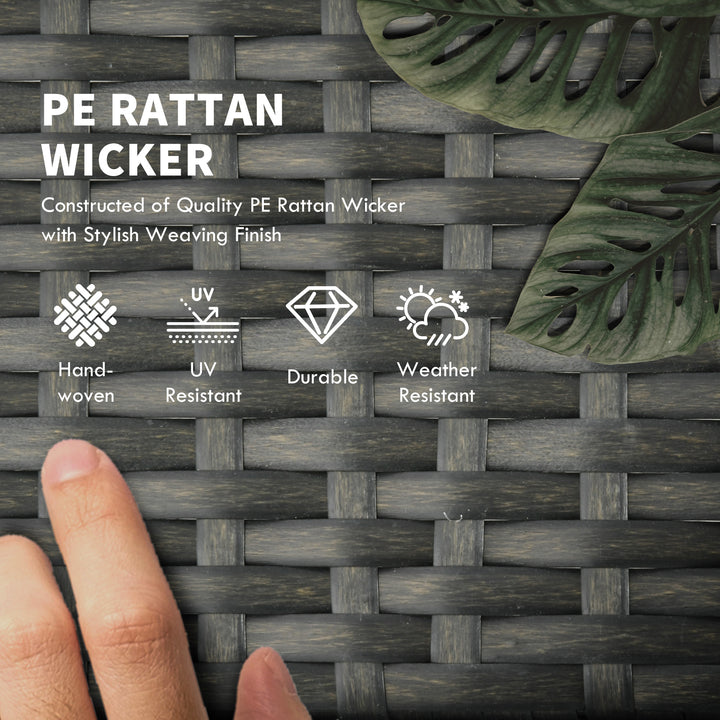 Outsunny Wicker Chaise Lounger with 5-Level Adjustable Backrest, Light Grey