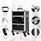 HOMCOM Portable Aluminum Makeup Train Cases, Rolling Makeup Case, Salon Beauty Cosmetic Jewelry Organizer Trolley with 4 Wheels, Pink