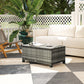 Outsunny Outdoor PE Rattan Wicker Table, Patio Garden Side Table w/Glass Top for Patio, Balcony, Mixed Grey