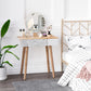HOMCOM Vanity Desk with Mirror, Makeup Vanity with Drawer and Height Adjustable Mirror, Dressing Table with Wood Legs for Bedroom, Oak
