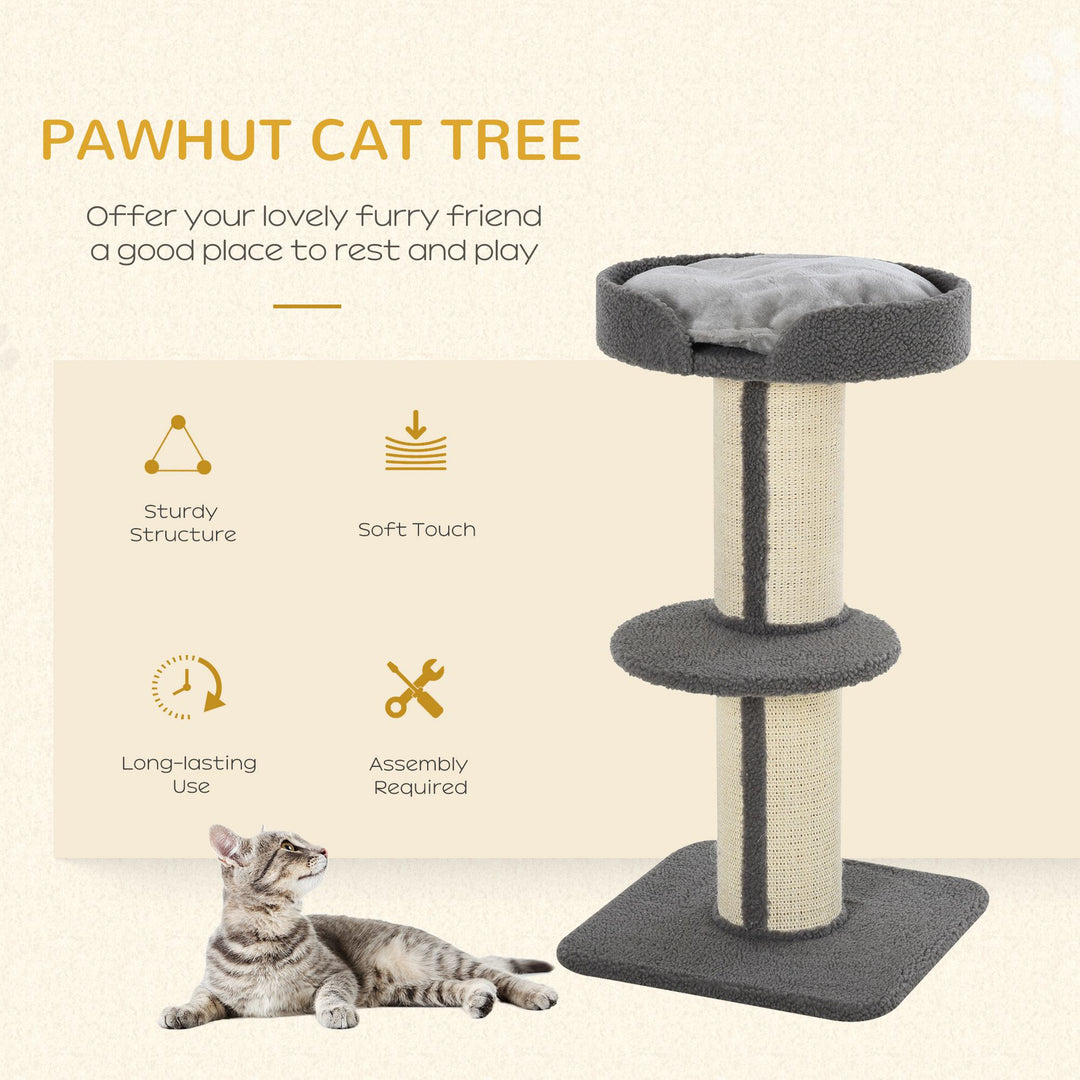 PawHut Cat Tree Kitty Tower with Sisal Mat Scratching Post, Cat Bed, Cushion, Perch, 18" x 18" x 36", Brown
