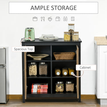 HOMCOM Kitchen Sideboard, Glass Door Buffet Cabinet, Accent Storage Cabinet with 2 Glass Doors and Adjustable Shelf for Dining Room, Living Room, Black Wood Grain