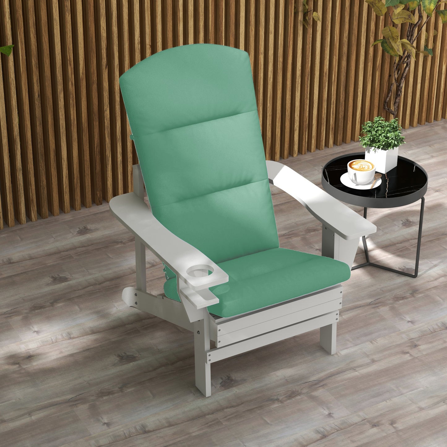 Outsunny Patio Chair Cushion for Adirondack Chairs Replacement Cushion with Back and Ties, Green