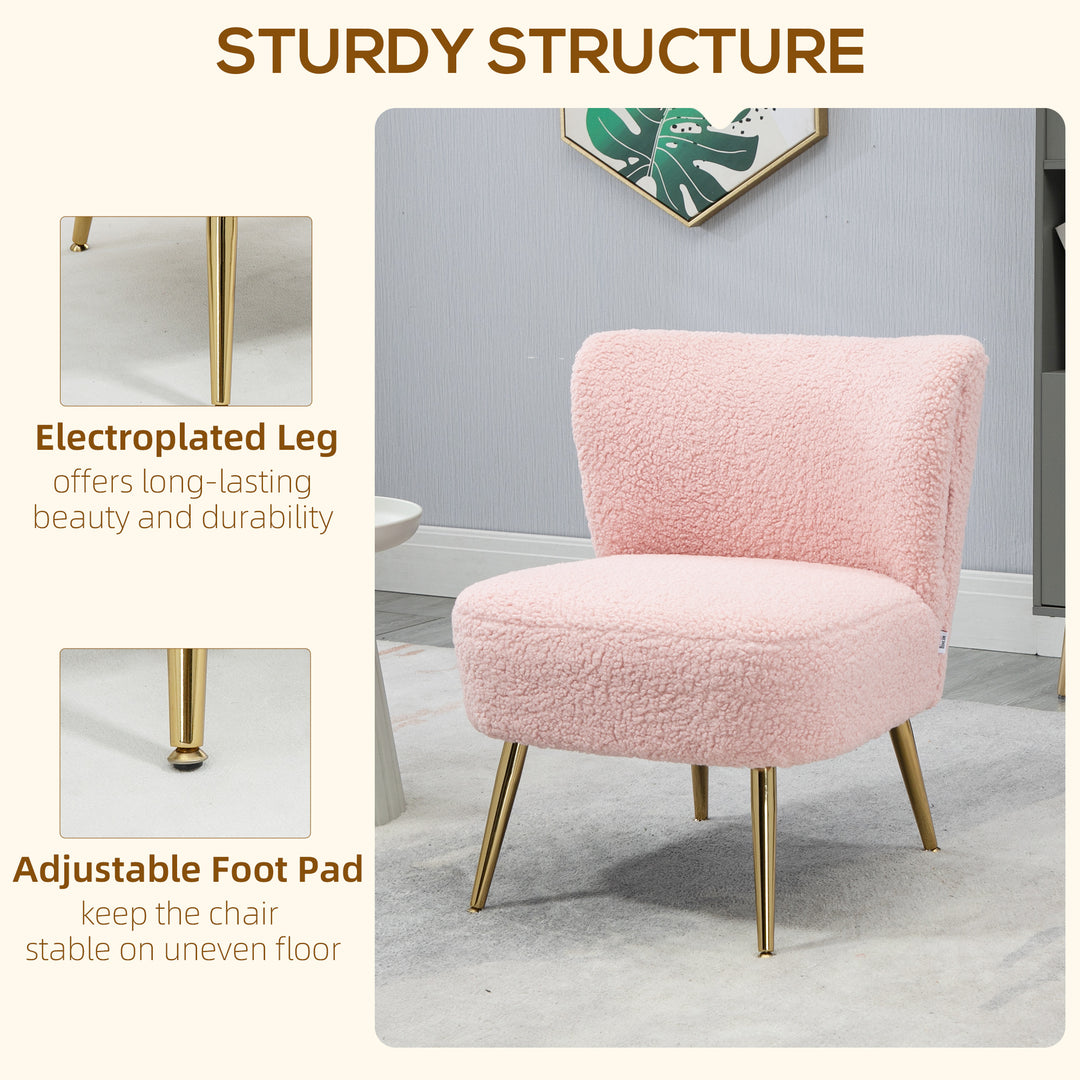 HOMCOM Lounge Chair for Bedroom Living Room Chair with Soft Upholstery and Gold Legs Pink