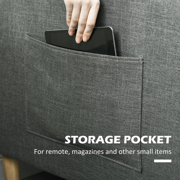 HOMCOM 56" 2 Seat Sofa, Modern Love Seats Furniture, Upholstered 2 Seater Couch with Side Pockets, Solid Steel Frame, White