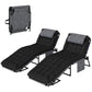 Outsunny 2-Piece Folding Lounge Chairs with Adjustable Backrest, Tanning Chair with Cushion, Side Pocket, Headrest, Grey