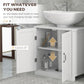 kleankin Pedestal Under Sink Cabinet, Bathroom Vanity Cabinet Storage with Double Doors and Adjustable Shelf, White