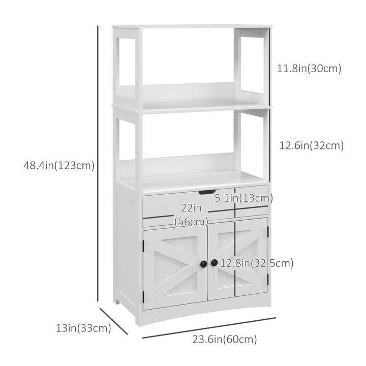 kleankin Farmhouse Bathroom Storage Cabinet, Linen Cabinet with Drawer and Shelves, 23.5" x 13" x 48.5", White