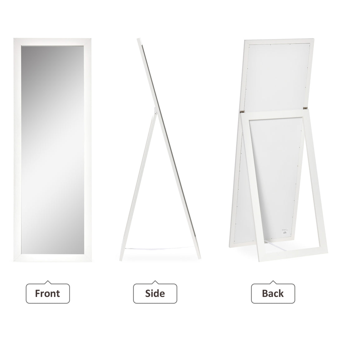 HOMCOM 58" x 20" Full Length Mirror with Frame, Floor Standing Mirror, Rectangular Full Body Mirror for Bedroom, Living Room, White