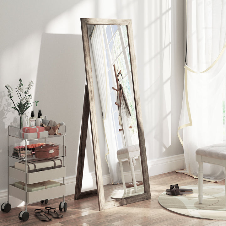HOMCOM 58" x 20" Floor Standing Mirror, Full Body Mirror for Bedroom, Living Room, Oak